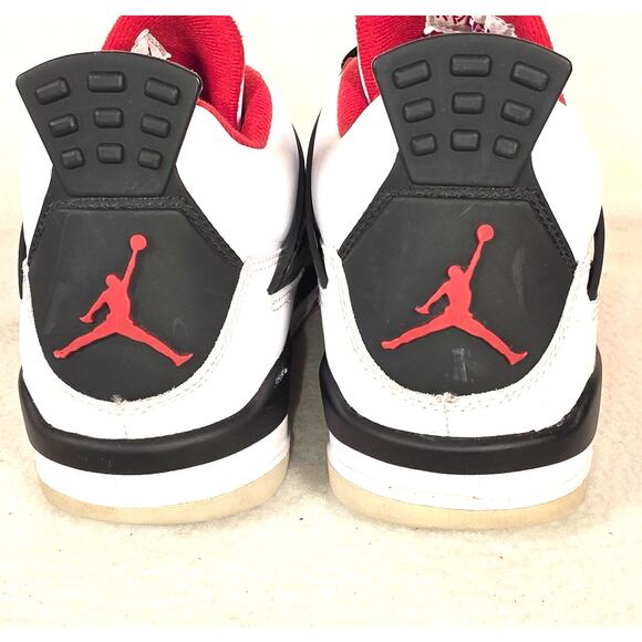 Nike Air Jordan Retro 4 308497-110 White/Red/Black Shoes Men's 8.5 Fire Red EUC - Picture 6 of 16